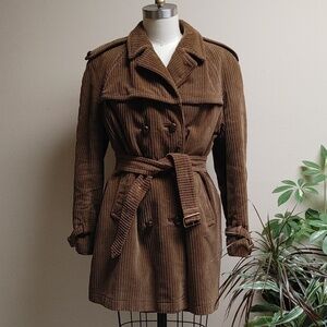 Vintage Corduroy Short Trench Coat
